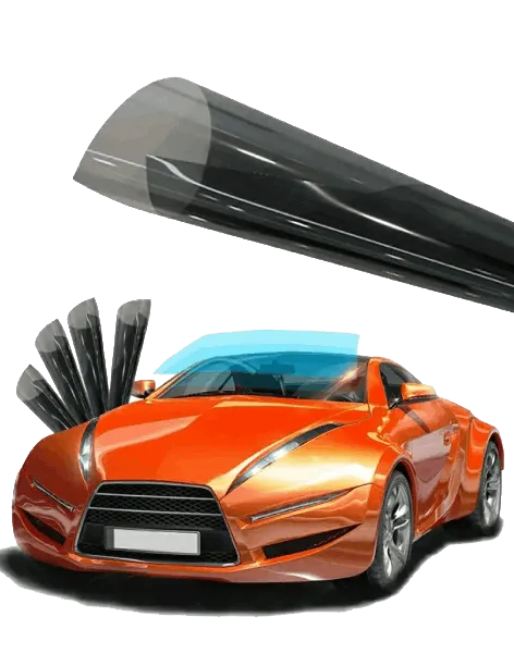 Orange Car With Car Tinting Films