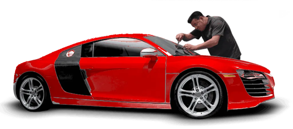 Red Luxury Car Windscreen Fixing Dubai